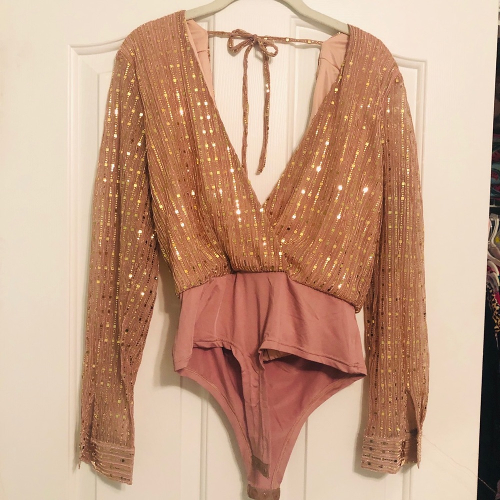 Missguided Sequin Plunge Bodysuit